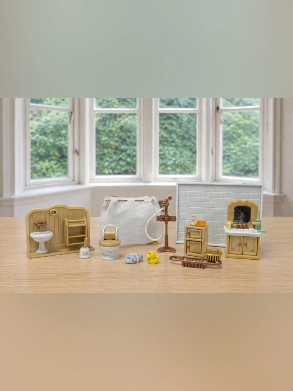 Sylvanian Families Calico Critters Bathroom Sink Shower Faucet Shower Curtain